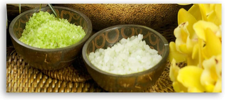 Feeby Wanddeko Spa Bild Kunstdruck modern für Schlafzimmer Gelb 118x40 cm Deko Paneel 118x40 cm Gelb