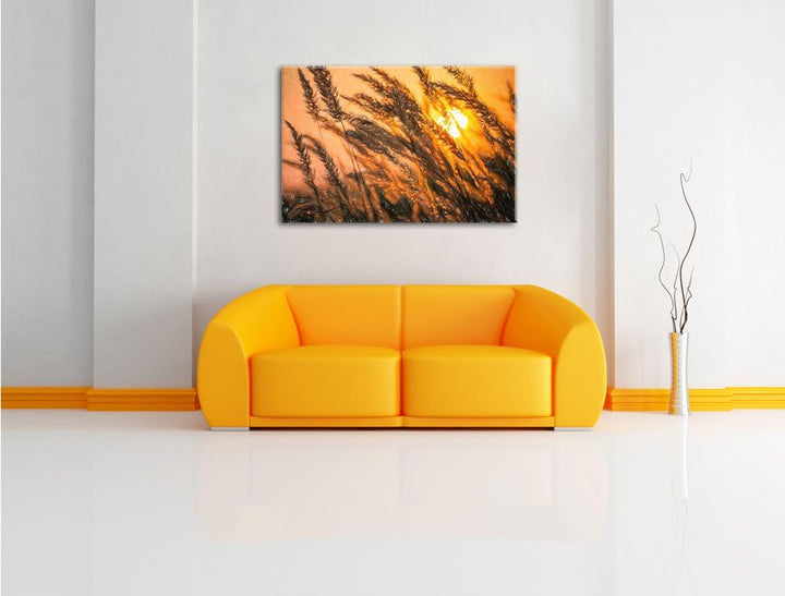 Pixxprint Schilf als Leinwandbild/Grösse: 100x70 / Wandbild/Kunstdruck/fertig bespannt, 100x70