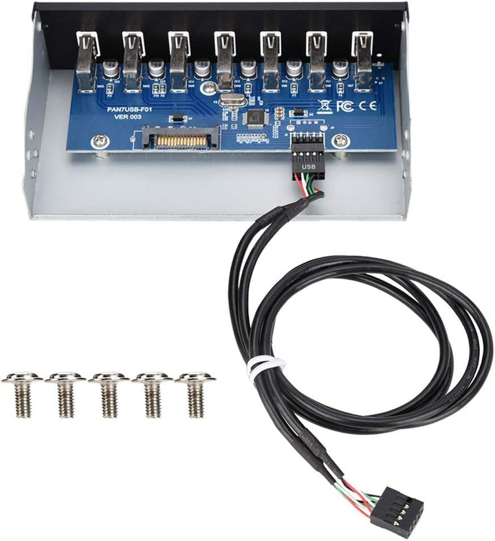 ASHATA USB 2.0 (Super Speed) Front Panel,Multifunktionspanel USB Frontpanel Adapter 7 Ports USB Hub,