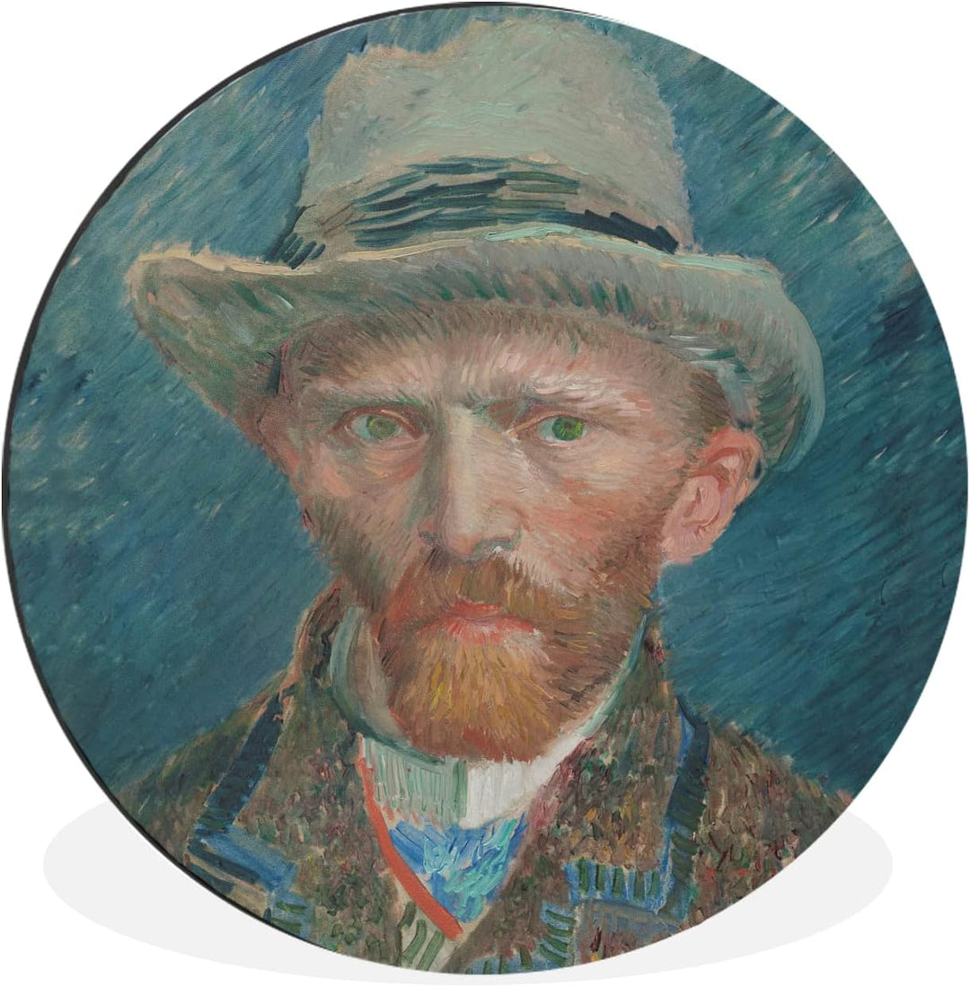 MuchoWow Wandbild Rund Wanddeko Deko Wohnzimmer Bilder 60x60 cm Selbstporträt 1887 - Gemälde von Vin
