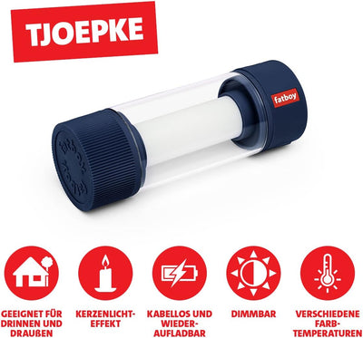Fatboy® Tjoepke in Grau Blau | Aufladbare LED-Outdoor-Lampe | Dimmbare LED-Tischlampe mit Akku