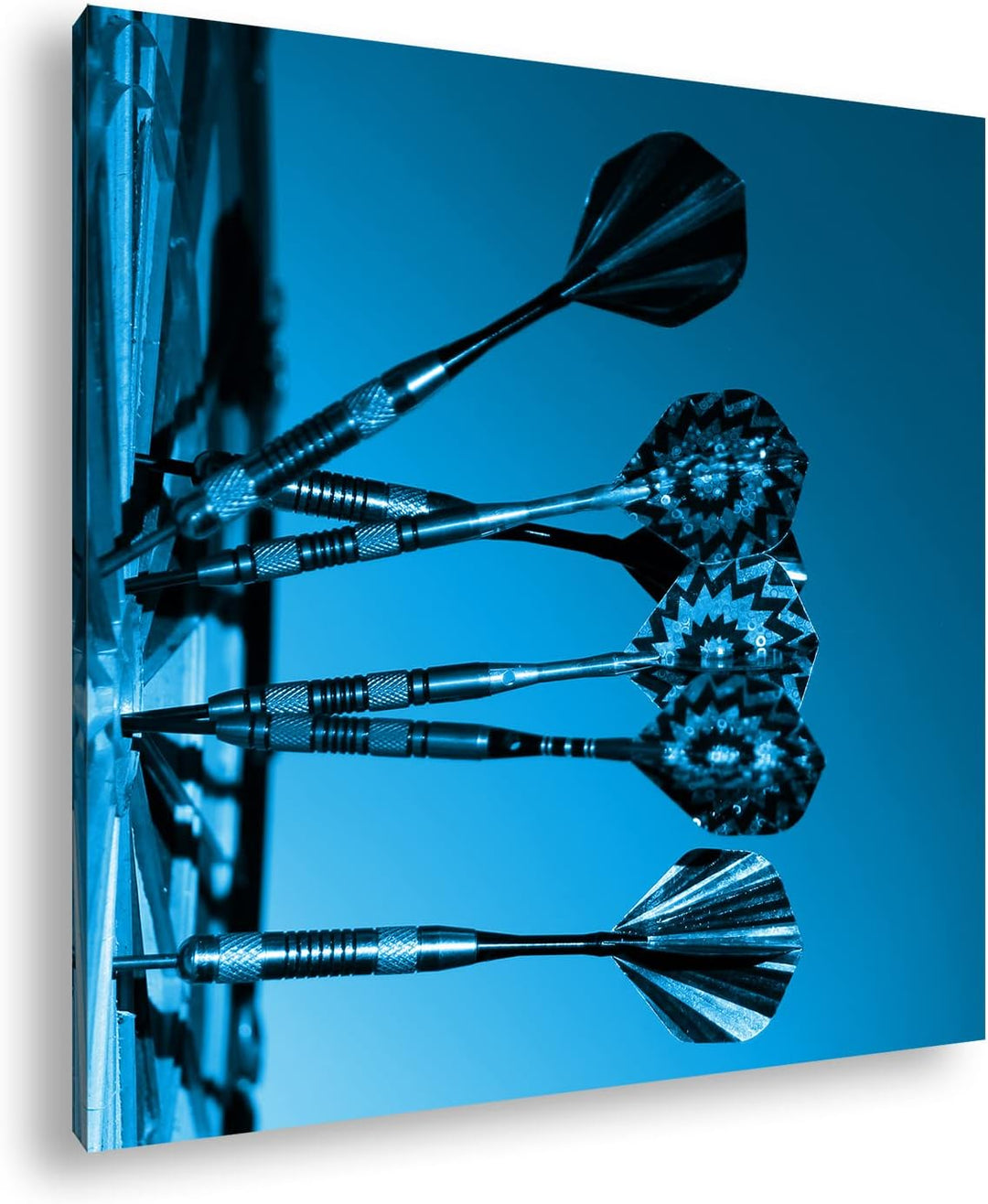 deyoli Darts auf Einer Dartscheibe Format: 70x70 Effekt: Monocrome Blau als Leinwandbild, Motiv fert