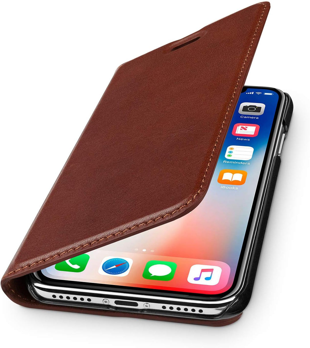WIIUKA Echt Ledertasche - TRAVEL Nature - für Apple iPhone XS MAX - DEUTSCHES Leder - Braun, kabello