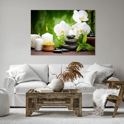 Bilder auf Leinwand 100x70cm Leinwandbild Blume aromatherapie spa Gross Wanddeko Bild Schlafzimmer K