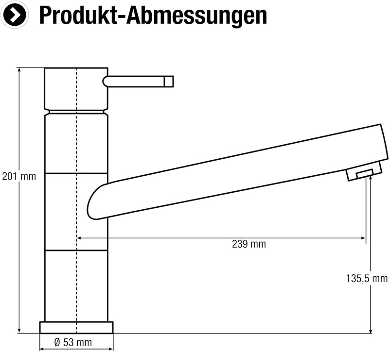 Cornat Spültisch-Einhebelarmatur "Zelina" - Hochwertiger Messingkörper - Edelstahllook - 360° schwen