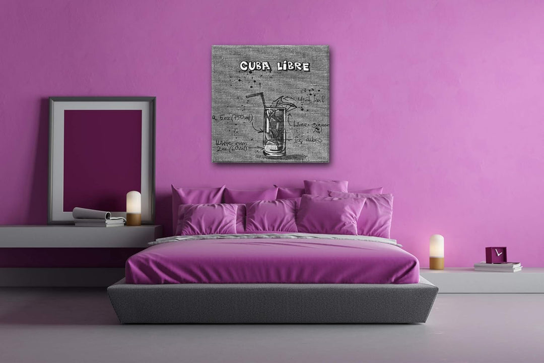 deyoli Rezept für einen Cuba Libre Format: 70x70 Effekt: Schwarz&Weiss als Leinwandbild, Motiv auf E