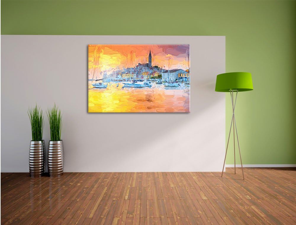 Pixxprint Kroatische Hafenstadt als Leinwandbild/Grösse: 100x70 cm/Wandbild/Kunstdruck/fertig bespan