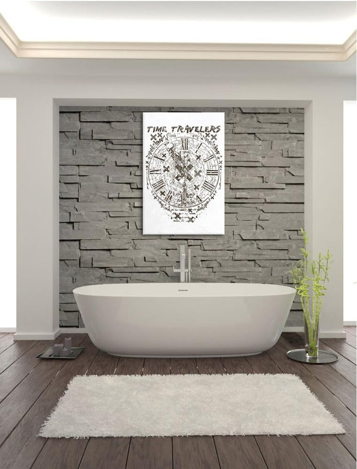 Pixxprint Time Travelers White Bild auf Leinwand, XXL riesige Bilder fertig gerahmt mit Keilrahmen,