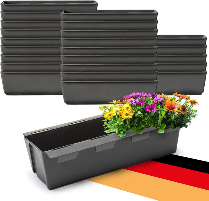 BigDean 24er Set Paletten Blumenkästen - Einsatz - mit Hängesystem zum Einhängen - 37cm anthrazit -