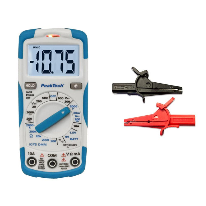 PeakTech P 1075 1075 – Digitales Multimeter NCV Cat III mit Beleuchtetem LCD-Display, Batterietester
