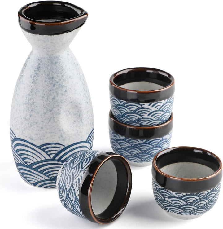 Japanischer Liquor Sake Set mit Sake Becher Wein Topf Porzellon Sake Satz für Wärmeren (1 Sake-Topf