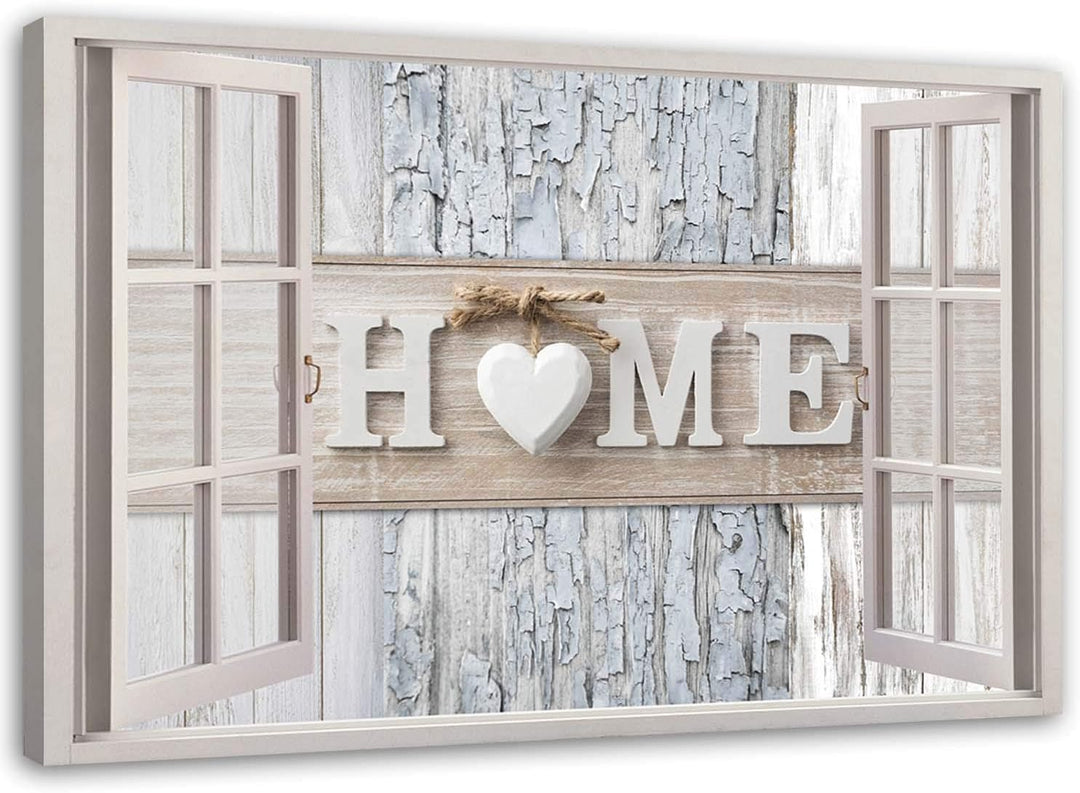 Feeby Viles - Leinwand Bilder - Fensterblick Natur- 90x60 cm- Deko Wohnzimmer - Wandbilder Schlafzim