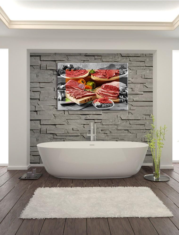 Saftige Fleisch Variationen schwarz/weiss Format: 100x70 cm auf Leinwand, XXL riesige Bilder fertig
