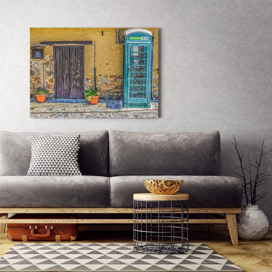 Feeby Vlies Leinwandbild XXL Strassen Türen Blumen Stadt Toskana Italien 120x80 cm Wandbild Kunst Bi