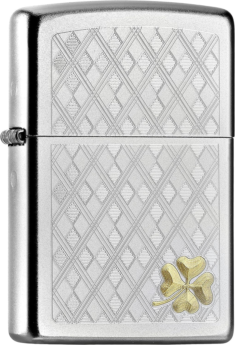 Zippo PL This Stunning Four Leaf Clover Feuerzeug, Messing, Edelstahl, 1 x 3,5 x 5,5 cm