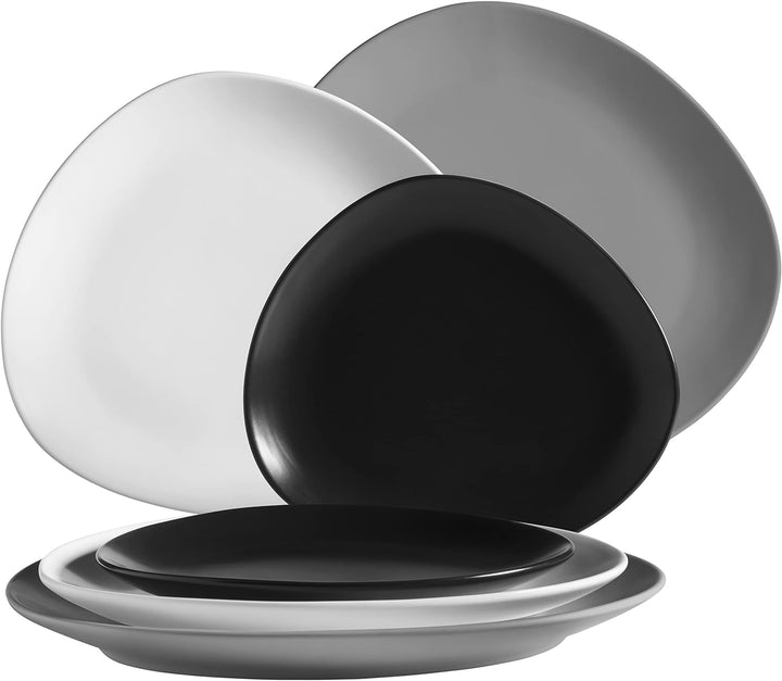 Mäser Tellerset, Keramik GLENDALE, 26 centimeters, Schwarz / Weiss / Grau Teller-Set Flach, Teller-S