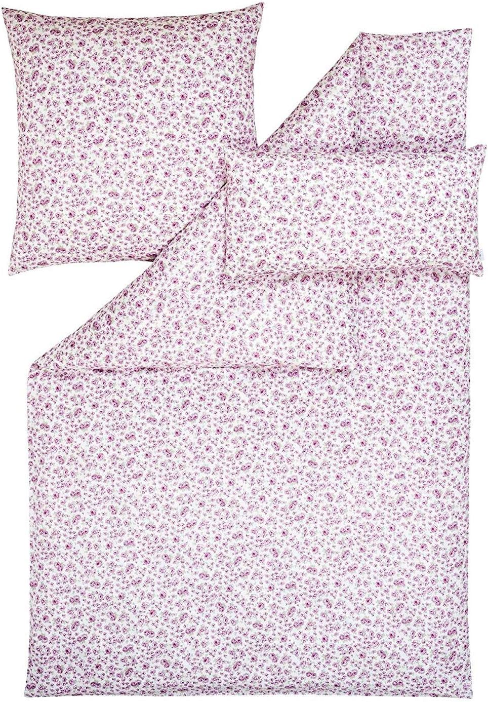Estella Mako Satin Bettwäsche Romy Flieder 155 x 220 + 80x80 + 40/80 cm 155x220 cm + 80x80 cm, 155x2