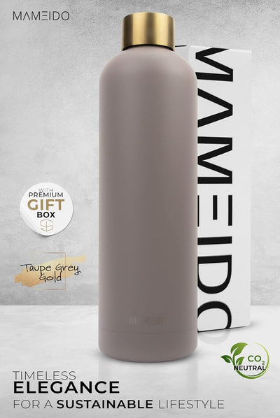 MAMEIDO Trinkflasche Edelstahl 1l, 750ml & 500ml - auslaufsichere Thermosflasche, Kohlensäure geeign
