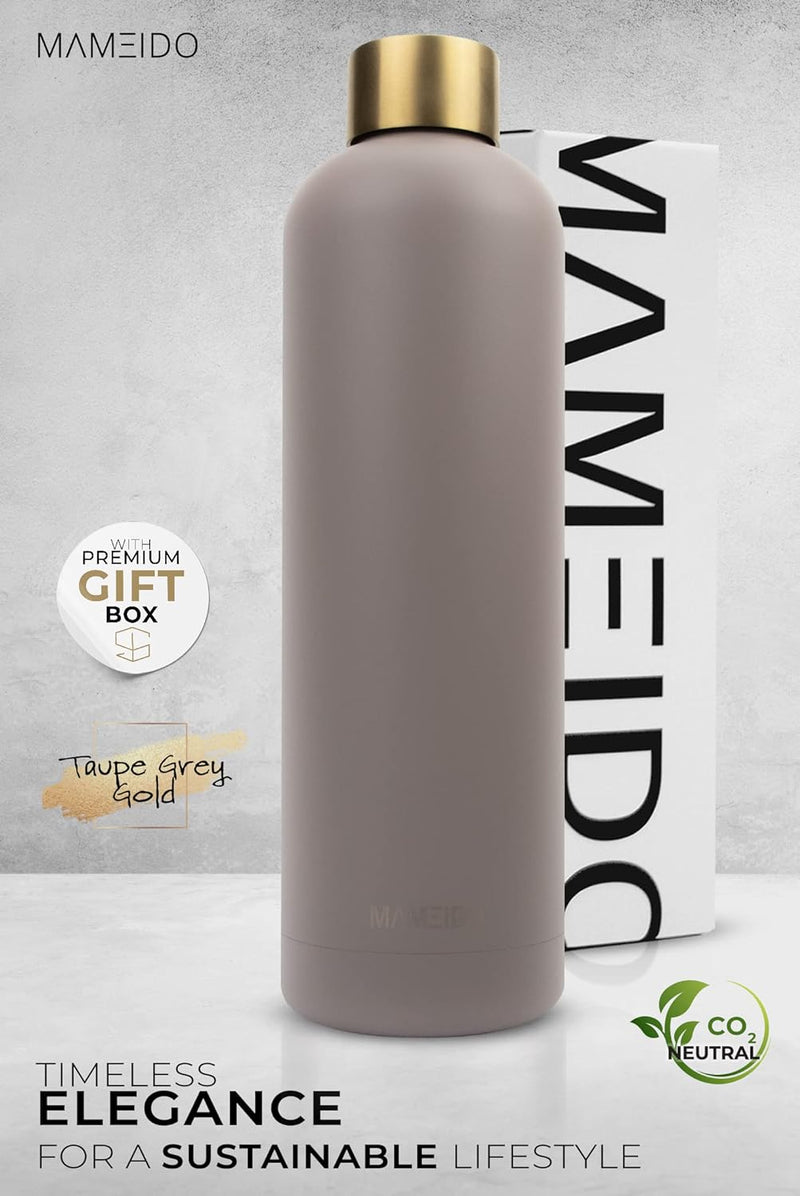 MAMEIDO Trinkflasche Edelstahl 1l, 750ml & 500ml - auslaufsichere Thermosflasche, Kohlensäure geeign