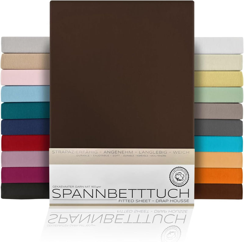 BEAUTEX Spannbetttuch Bettlaken aus Baumwolle, Premium Jersey Stoff 160g/m², Grösse und Farbe wählba