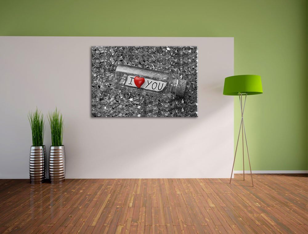 Pixxprint romantische Flaschenpost auf Leinwand, XXL riesige Bilder fertig gerahmt mit Keilrahmen, K
