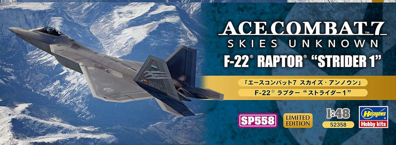 Hasegawa SP558 1/48 Ace Combat 7 Skies Unknwon, F-22 Raptor Strider 1 Modellbausatz, Mehrfarbig