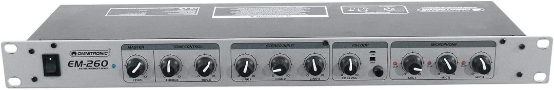 OMNITRONIC EM-260 Entertainment-Mixer | 6-Kanal-Mikrofon-Line-Mischer, Silber