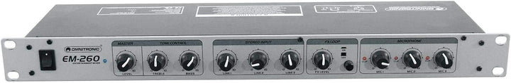 OMNITRONIC EM-260 Entertainment-Mixer | 6-Kanal-Mikrofon-Line-Mischer, Silber