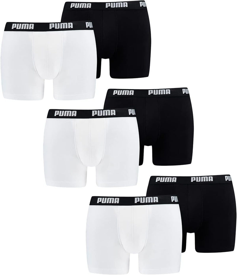 PUMA Herren Boxershorts Unterhosen 100004386 6er Pack, Wäschegrösse:S, Artikel:-301 White/Black