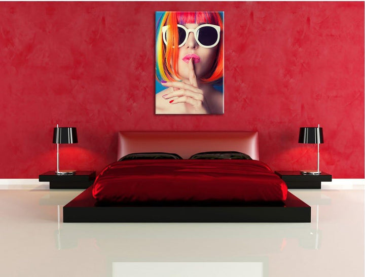 Pixxprint Frau mit Haaren als Leinwandbild/Grösse: 100x70 / Wandbild/Kunstdruck/fertig bespannt, 100