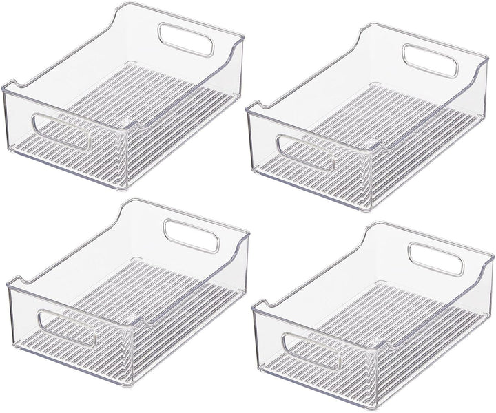 mDesign Aufbewahrungsbox für abgepackte Lebensmittel – Küchen Ablage mit offener Vorderseite und Gri