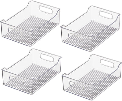 mDesign Aufbewahrungsbox für abgepackte Lebensmittel – Küchen Ablage mit offener Vorderseite und Gri