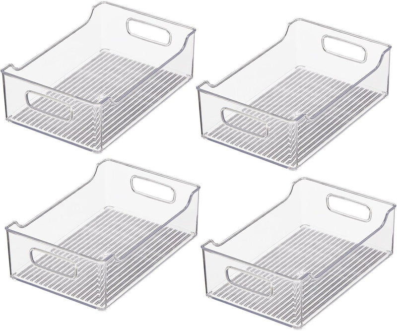 mDesign Aufbewahrungsbox für abgepackte Lebensmittel – Küchen Ablage mit offener Vorderseite und Gri