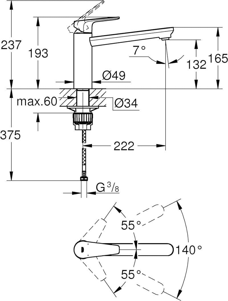 GROHE BauEdge | Küchenarmaturen - Einhand-Spültischbatterie, mittelhoher Auslauf | chrom | 31693000