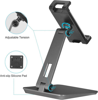 SHUOSUO Tablet Ständer Verstellbar & Faltbar, Schwerer Aluminium Tablet Halterung Halter Tisch, komp