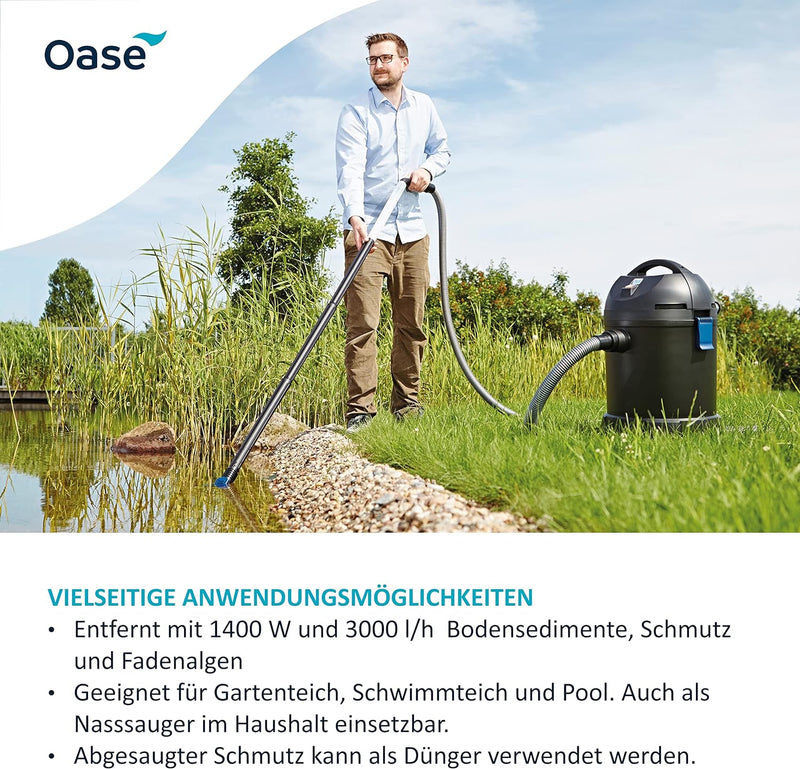 Oase 50529 PondoVac Classic Teichschlamm Sauger 1400 W 3000 l / h - Reinigung und Wasseraufbereitung