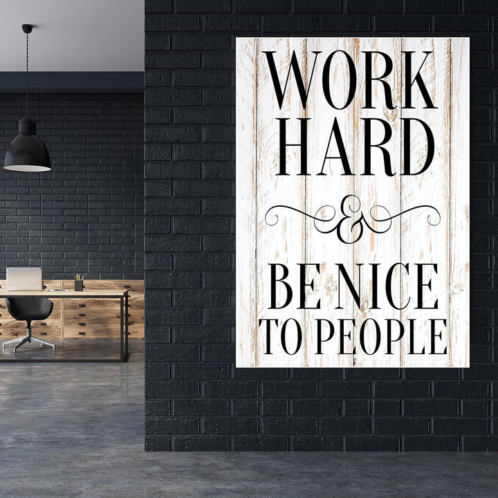 wandmotiv24 Poster als Wanddeko, Grösse Din A0, Work Hard, be Nice, Holz hell, Moderne Wanddeko, Wan