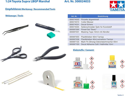 TAMIYA 24033 1:24 Toyota Supra LBGP Marshal, originalgetreue Nachbildung, Modellbau, Plastik Bausatz