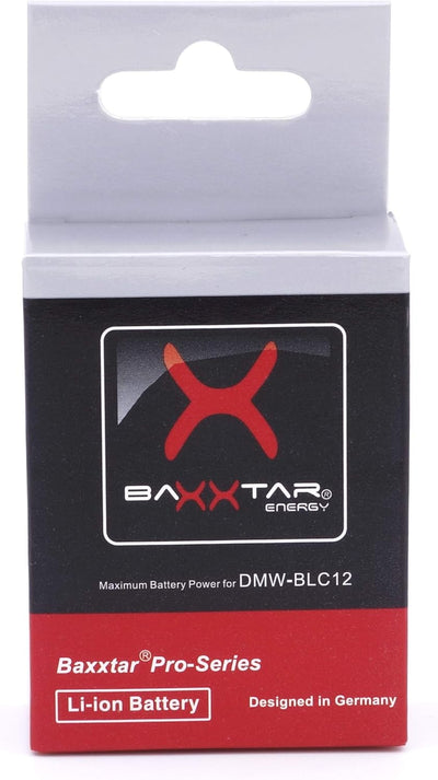 2X Baxxtar Pro Akku DMW-BLC12 E (1100mAh) Kompatibel mit Panasonic Lumix DC FZ1000 II G91 DMC GX8 G7