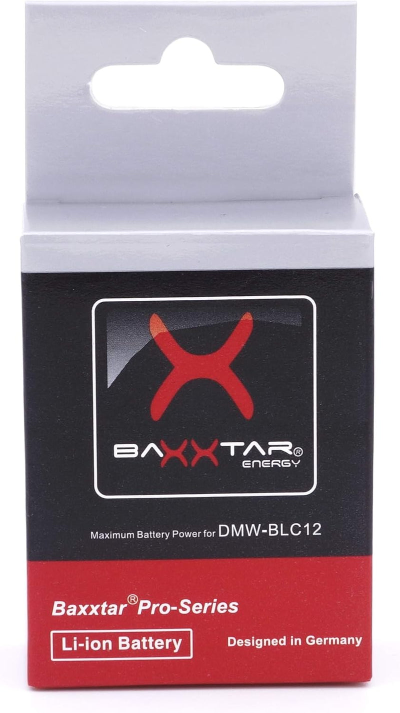 2X Baxxtar Pro Akku DMW-BLC12 E (1100mAh) Kompatibel mit Panasonic Lumix DC FZ1000 II G91 DMC GX8 G7