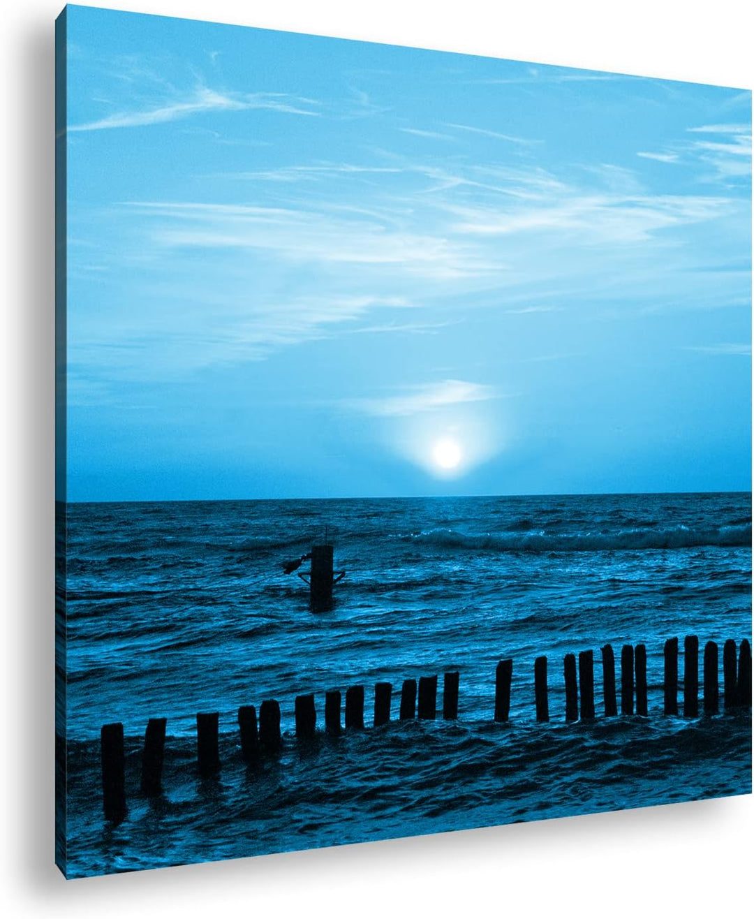 Sonnenuntergang an der Ostsee im Format: 60x60 Effekt: Zeichnung als Leinwandbild, Motiv auf Echthol