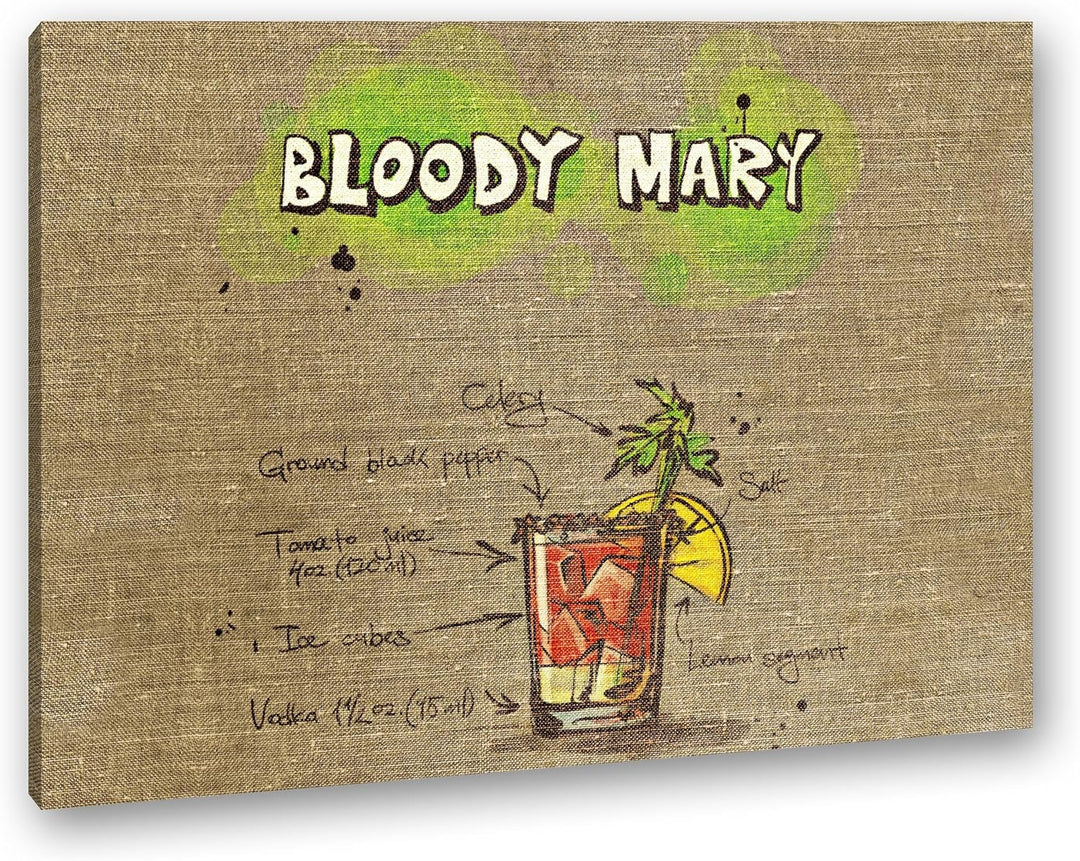 deyoli Rezept für eine Bloody Mary Format: 80x60 als Leinwandbild, Motiv fertig gerahmt auf Echtholz