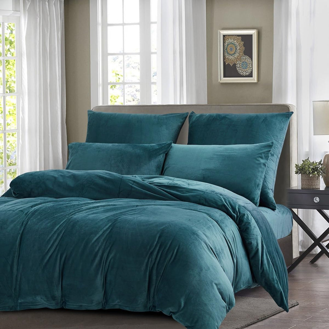 DXHOME Fleece Bettwäsche 220 x 240 Hellblau Blau Winter Flauschige Wendebettwäsche Plüsch Bettwäsche