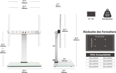 FITUEYES TV Standfuss TV Ständer für 27-55 Zoll LCD LED OLED Plasma Flach & Curved Fernseher Höhenve