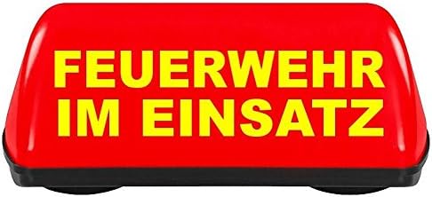 PACO KFZ Dachaufsetzer Speed leuchtrot Feuerwehr im Einsatz TÜV geprüft bis 240 km/h Textfarbe gelb