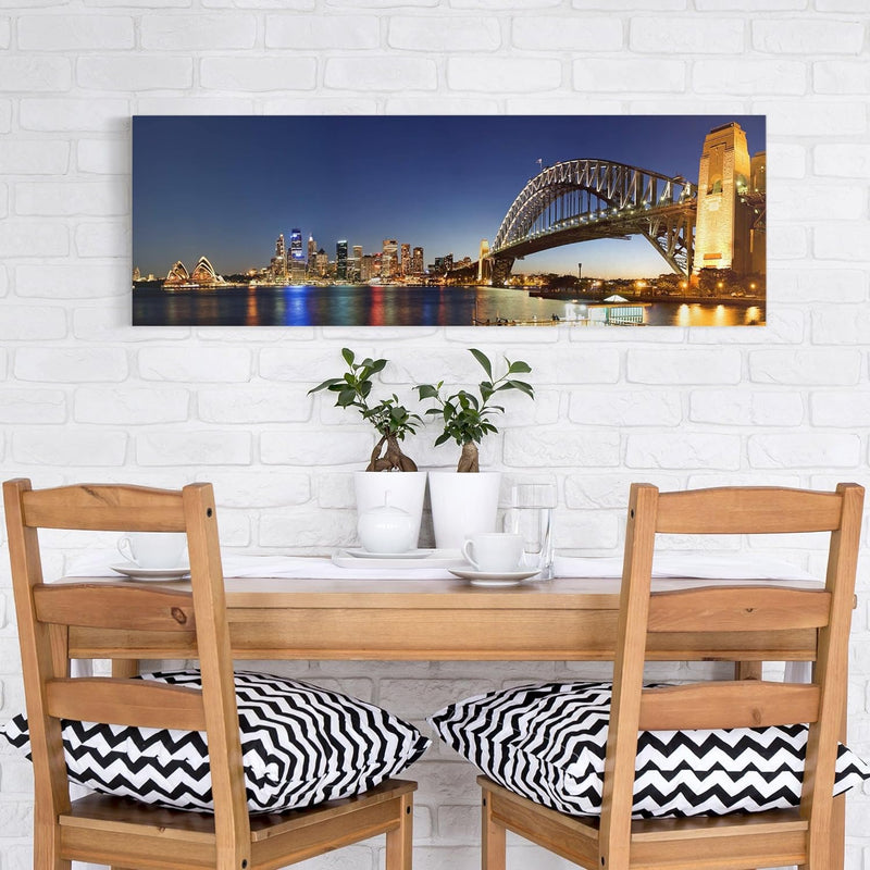 Bilderwelten Leinwandbild - Sydney at Night - Panorama Quer, 40cm x 120cm, 40cm x 120cm