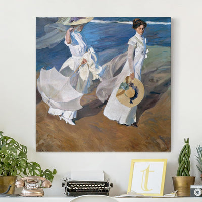 Leinwandbild Joaquin Sorolla - Spaziergang entlang der Küste - 1:1, 70 x 70cm 70cm x 70cm, 70cm x 70