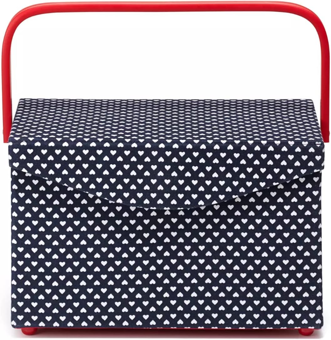 Prym Nähkorb ohne Inhalt L (32 cm x 17 cm x 18,5cm) Lovely Nadelkissen und 2 Stofftaschen im Inneren