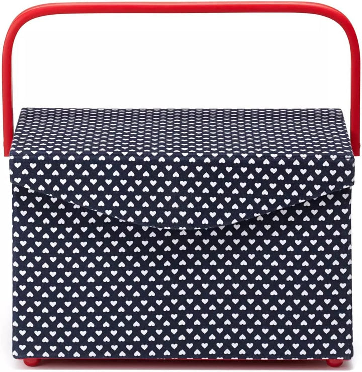 Prym Nähkorb ohne Inhalt L (32 cm x 17 cm x 18,5cm) Lovely Nadelkissen und 2 Stofftaschen im Inneren