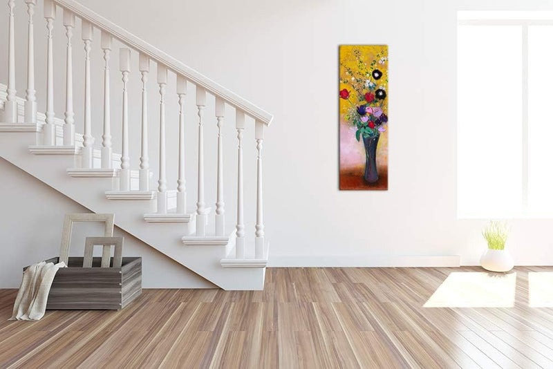 Bilderdepot24 Bild auf Leinwand | Odilon Redon Blumen in 30x90 cm als Wandbild | Wand-deko Dekoratio